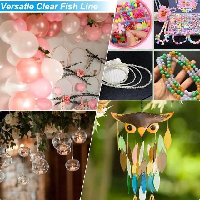 Alt view image 5 of 6 - Clear Fishing Wire,755FT Monofilament Fishing Line,Clear String for Hanging,Strong Wire Invisible Nylon Thread for Hanging Balloon,Garland,Picture,Crafts,Decorations,Suitable for Beading Sewing