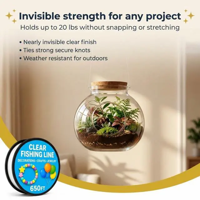 Alt view image 2 of 7 - Clear Fishing Line for Decorations - Crafts - Jewelry