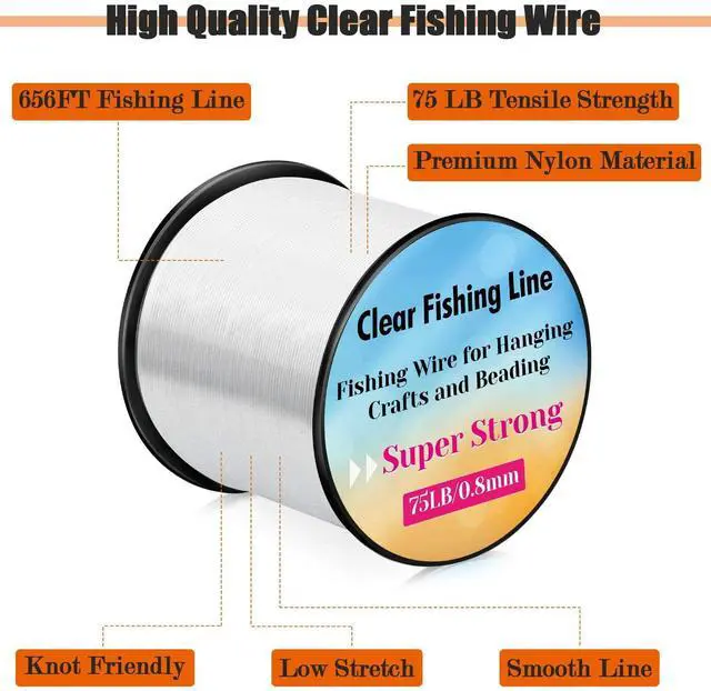 Alt view image 3 of 7 - Strong Fishing Line Clear, Thick Fishing Wire 0.8mm Invisible Hanging Wire Heavy Duty Monofilament Line 70 Lb Test for Hanging Decoration Balloon Garland Crafts