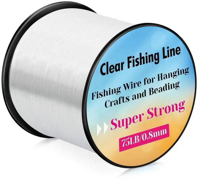 Main image of Strong Fishing Line Clear, Thick Fishing Wire 0.8mm Invisible Hanging Wire Heavy Duty Monofilament Line 70 Lb Test for Hanging Decoration Balloon Garland Crafts