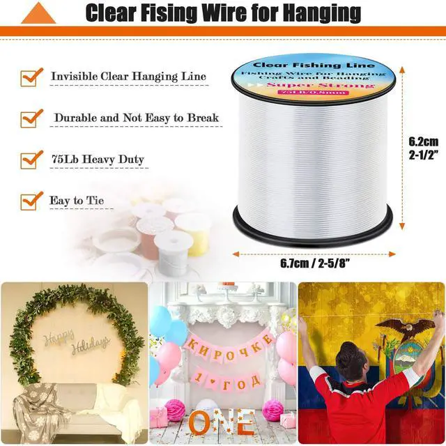 Alt view image 4 of 7 - Strong Fishing Line Clear, Thick Fishing Wire 0.8mm Invisible Hanging Wire Heavy Duty Monofilament Line 70 Lb Test for Hanging Decoration Balloon Garland Crafts