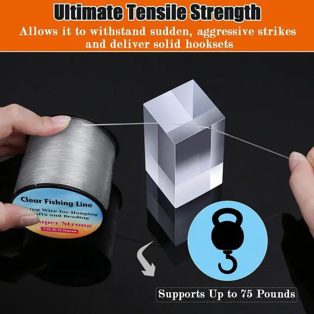 Alt view image 5 of 7 - Strong Fishing Line Clear, Thick Fishing Wire 0.8mm Invisible Hanging Wire Heavy Duty Monofilament Line 70 Lb Test for Hanging Decoration Balloon Garland Crafts