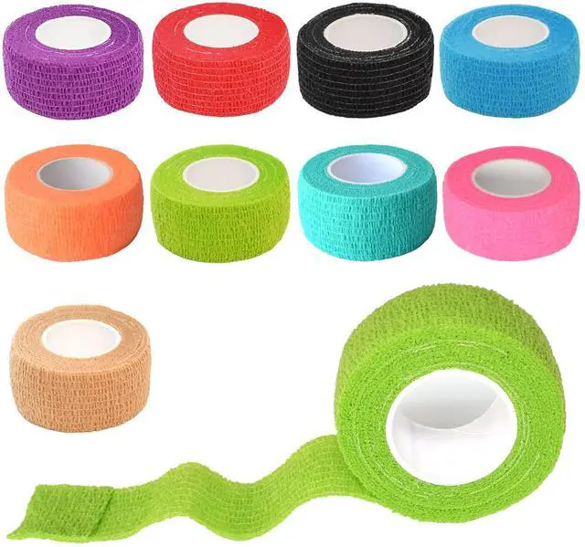 Main image of 9 Pack 1" x 5 Yards Self Adhesive Bandage Wrap Self Stick Wrap for Ankle, Wrist, Finger, Sports, Breathable Cohesive Vet Tape for Pets (Multi Colors)