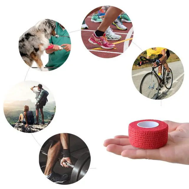 Alt view image 4 of 7 - 9 Pack 1" x 5 Yards Self Adhesive Bandage Wrap Self Stick Wrap for Ankle, Wrist, Finger, Sports, Breathable Cohesive Vet Tape for Pets (Multi Colors)
