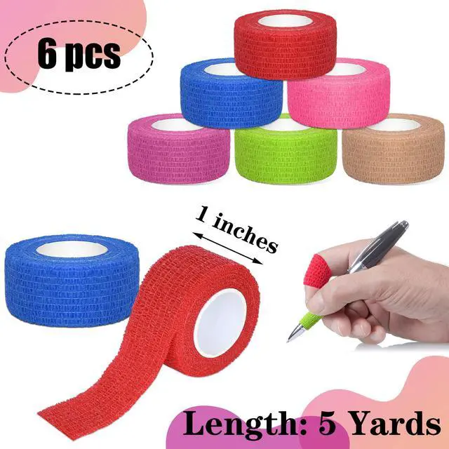 Alt view image 2 of 7 - 6 Pack 1 Inches Self Adhesive Bandage Wrap Breathable Cohesive Bandage Elastic Tape for Pets, Athletic, Sports, Wrist, Knee, Ankle(5 Yards Per Roll, Mixed Colors)