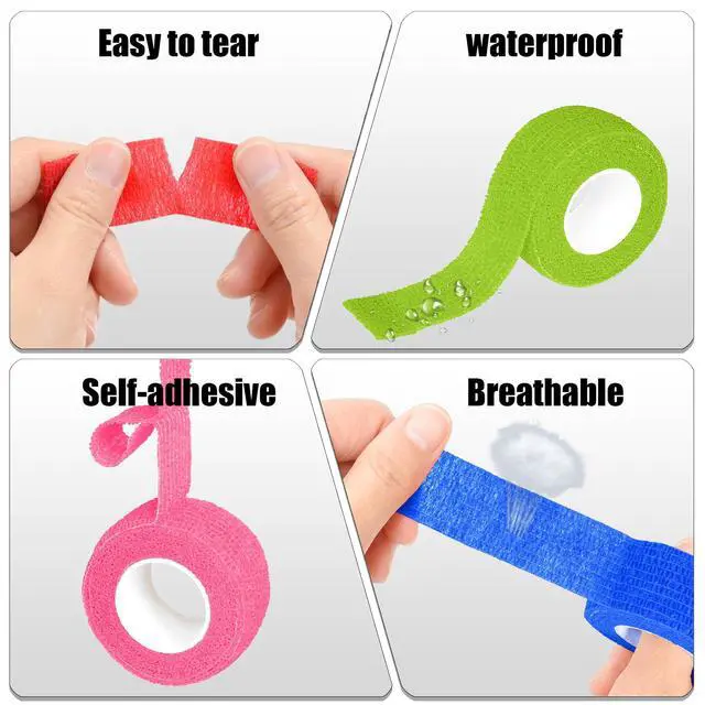 Alt view image 3 of 7 - 6 Pack 1 Inches Self Adhesive Bandage Wrap Breathable Cohesive Bandage Elastic Tape for Pets, Athletic, Sports, Wrist, Knee, Ankle(5 Yards Per Roll, Mixed Colors)