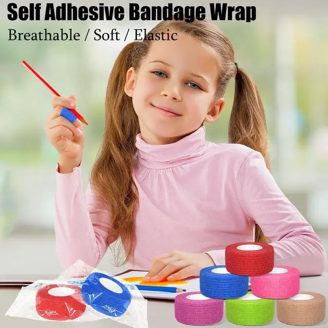 Alt view image 6 of 7 - 6 Pack 1 Inches Self Adhesive Bandage Wrap Breathable Cohesive Bandage Elastic Tape for Pets, Athletic, Sports, Wrist, Knee, Ankle(5 Yards Per Roll, Mixed Colors)