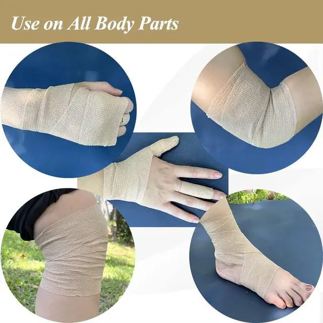 Alt view image 4 of 7 - 12 Pack Self Adhesive Bandage Wrap,2 Inches 5 Yards Black Vet Wrap Breathable Flexible Stretchy Cohesive Bandage for First Aid, Sprains Protection