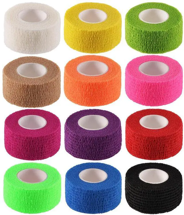 Main image of 12 Pack 1'' x 5 Yards Self Adhesive Bandage Wrap, Elastic Breathable Self Adherent Wrap for Sports, Toe, Wrist, Ankle, Swelling Wraps, 12 Colors