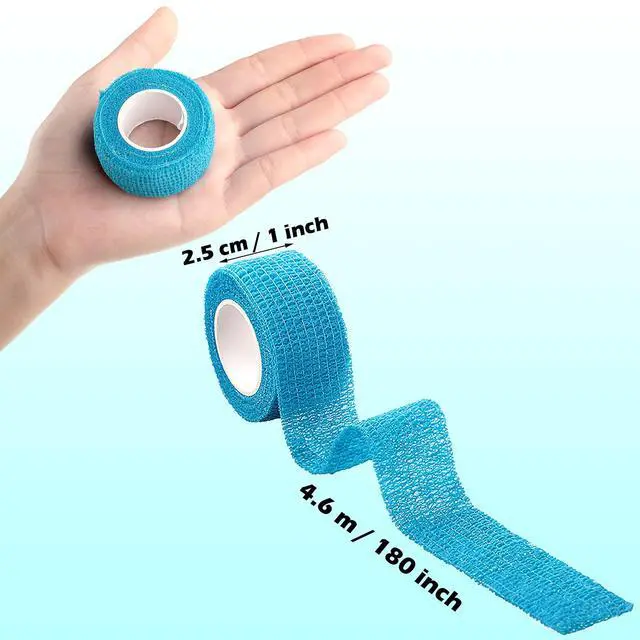 Alt view image 2 of 6 - 12 Pack 1'' x 5 Yards Self Adhesive Bandage Wrap, Elastic Breathable Self Adherent Wrap for Sports, Toe, Wrist, Ankle, Swelling Wraps, 12 Colors