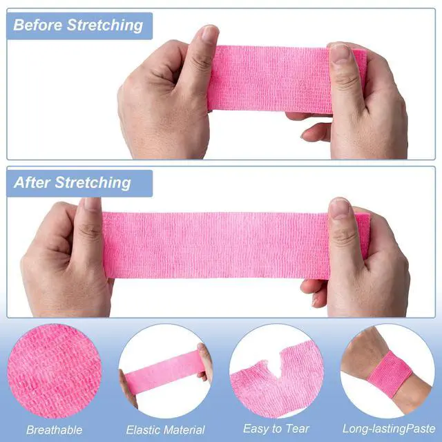 Alt view image 5 of 7 - 16 Pack Self Adhesive Bandage Wraps,2" X 5 Yards Non-Woven Elastic Cohesive Bandage Wrap, Color Athletic Tape for Wrist, Vet Wrap, Ankle Tape (Multicolour)