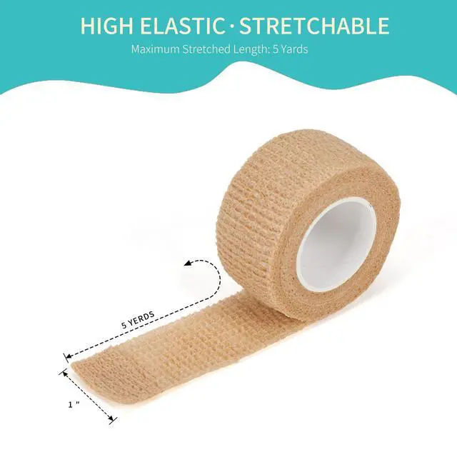 Alt view image 2 of 7 - 6 Pack,1 x 5 Yards Self Adhesive Bandage Wraps for Sports, Cohesive Bandages,Atheletic Tape for Wrist, Ankle, Hand, Leg,Skin Color,Vet Wrap