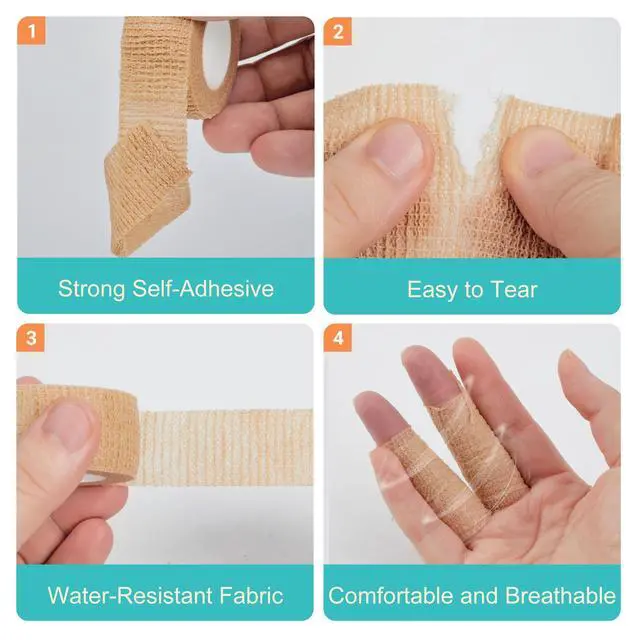 Alt view image 7 of 7 - 6 Pack,1 x 5 Yards Self Adhesive Bandage Wraps for Sports, Cohesive Bandages,Atheletic Tape for Wrist, Ankle, Hand, Leg,Skin Color,Vet Wrap