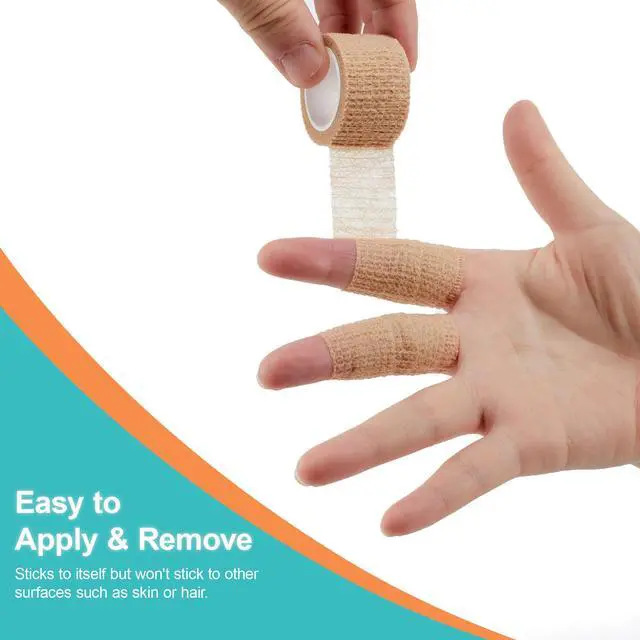 Alt view image 6 of 7 - 6 Pack,1 x 5 Yards Self Adhesive Bandage Wraps for Sports, Cohesive Bandages,Atheletic Tape for Wrist, Ankle, Hand, Leg,Skin Color,Vet Wrap
