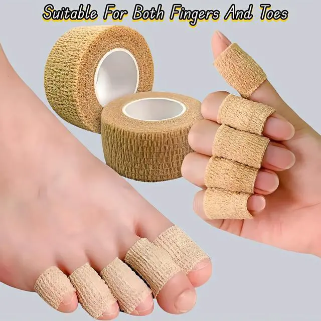 Alt view image 3 of 7 - 6 Pack Self Adhesive Bandages 1"x5yds, Elastic Cohesive Wrap Tape for Sports Injuries, First Aid, Ankle Wrist, No Clips or Sticky Residue, Breathable Skin Tone for Humans & Pets