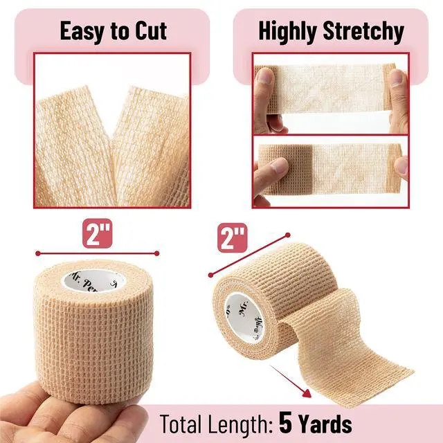 Alt view image 3 of 7 - Self Adhesive Bandage Wrap, 2" x 5 Yards, 6 Pack