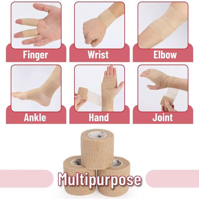 Alt view image 4 of 7 - Self Adhesive Bandage Wrap, 2" x 5 Yards, 6 Pack