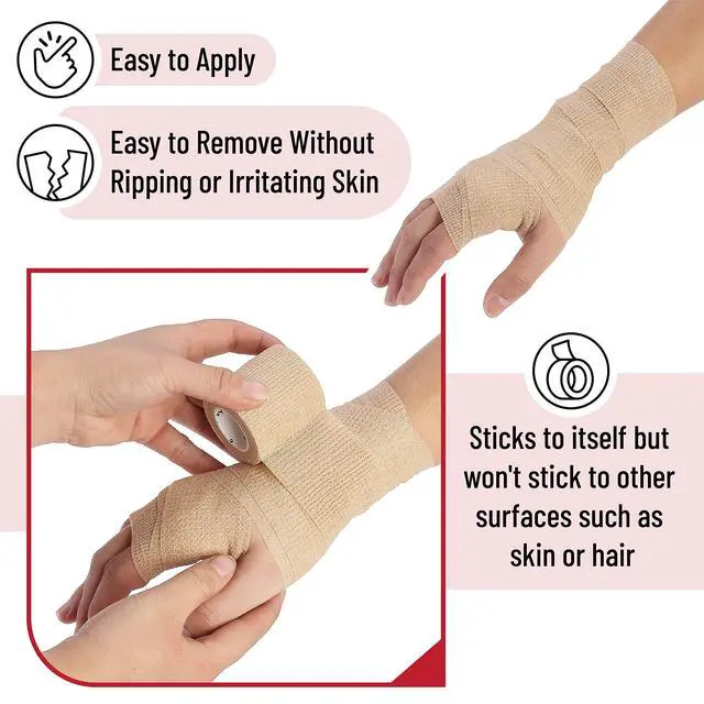 Alt view image 5 of 7 - Self Adhesive Bandage Wrap, 2" x 5 Yards, 6 Pack