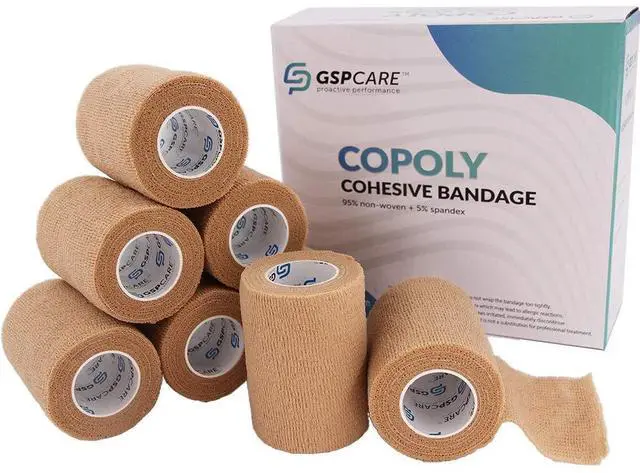 Main image of Self Adhesive Wrap Cohesive Wrap Bandages 6 Count 3" x 5 Yards, Medical Tape, Adhesive Flexible Breathable First Aid Non Woven Rolls, Stretch Athletic, Ankle Sprains & Swelling, Sport