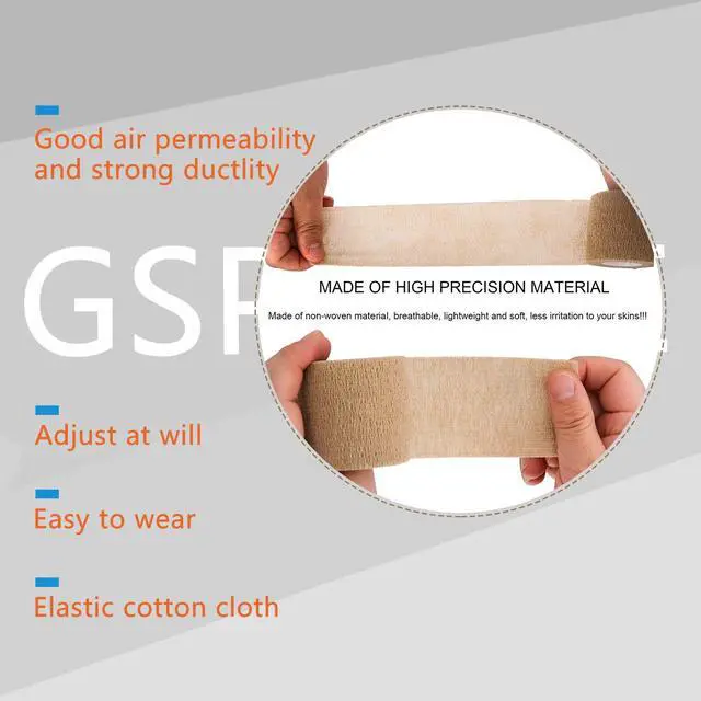 Alt view image 4 of 7 - Self Adhesive Wrap Cohesive Wrap Bandages 6 Count 3" x 5 Yards, Medical Tape, Adhesive Flexible Breathable First Aid Non Woven Rolls, Stretch Athletic, Ankle Sprains & Swelling, Sport