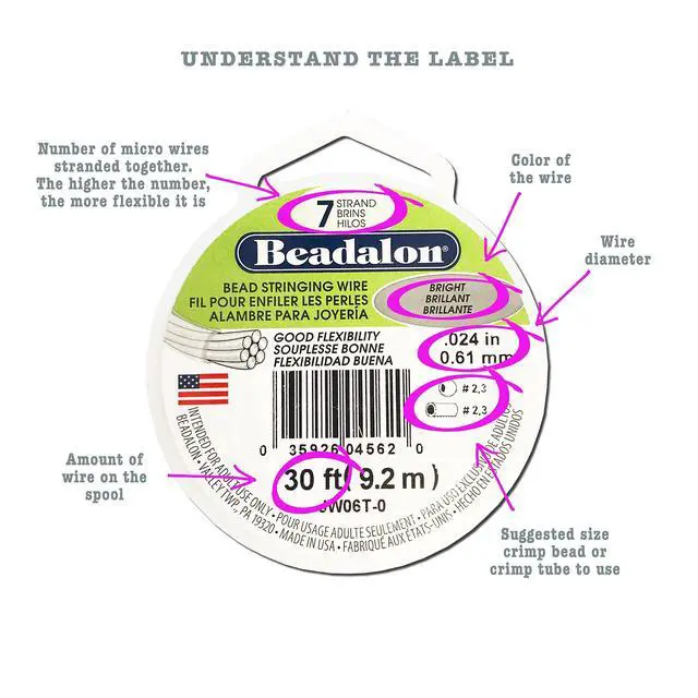 Alt view image 3 of 6 - 7-Strand Stainless Steel Beading Wire, Flexible & Durable Wire for Jewelry Making, Ideal for Necklaces & Bracelets, Nylon Coated, Seed Bead Stringing Wires, 30 ft, .015 in / 0.38 mm - Bright