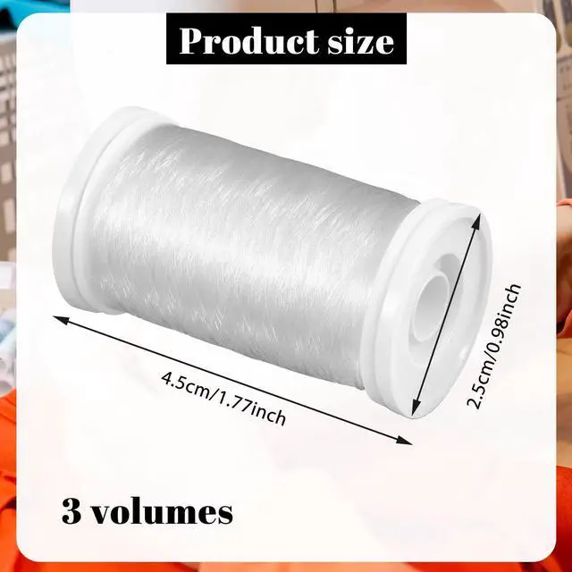 Alt view image 2 of 7 - 3 PCS Clear Invisible Nylon Sewing Thread, Monofilament 200m Invisible String for Beading Sewing Quilting Hanging Decorations DIY Handmade (0.15mm)