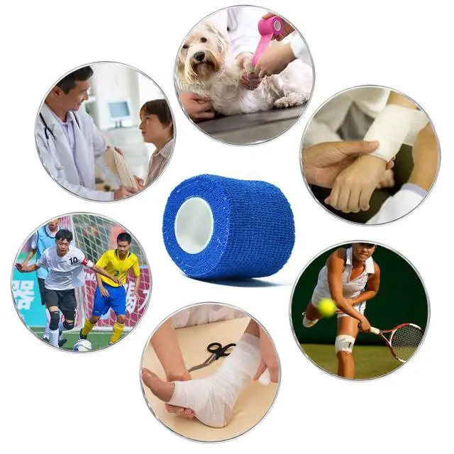 Alt view image 2 of 7 - (12-Pack) 1 x 5 Yards | Self Adhesive Bandage Wrap, Athletic Elastic Cohesive Bandage for Sports Injury,Strain,Knee & Wrist,Ankle Sprains & Swelling First Aid
