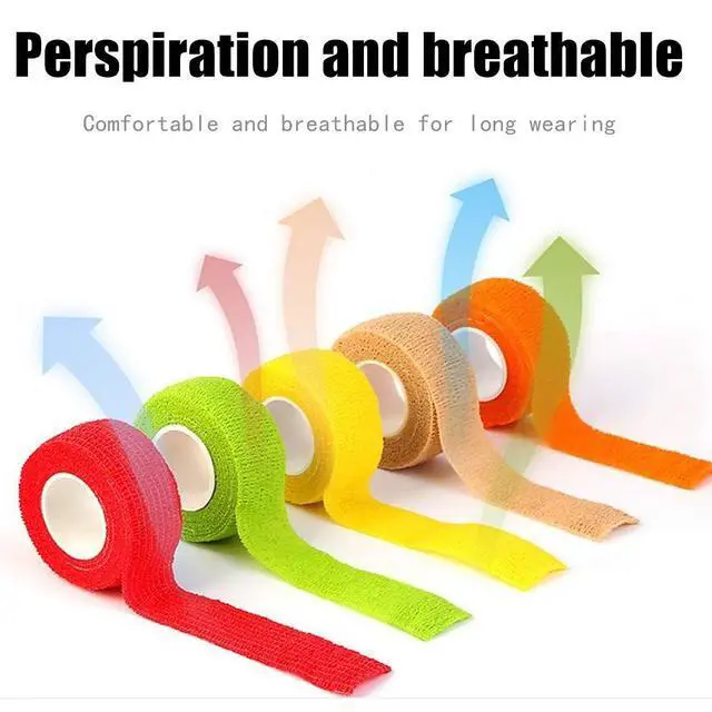 Alt view image 4 of 7 - (12-Pack) 1 x 5 Yards | Self Adhesive Bandage Wrap, Athletic Elastic Cohesive Bandage for Sports Injury,Strain,Knee & Wrist,Ankle Sprains & Swelling First Aid