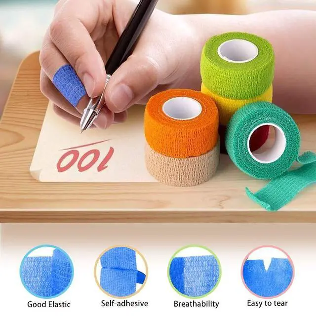 Alt view image 5 of 7 - (12-Pack) 1 x 5 Yards | Self Adhesive Bandage Wrap, Athletic Elastic Cohesive Bandage for Sports Injury,Strain,Knee & Wrist,Ankle Sprains & Swelling First Aid
