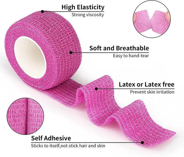 Alt view image 6 of 6 - 12Pack 1 x 5 Yards Self Adhesive Bandage Wrap, Elastic Self Breathable Self Adherent Wrap for Pets, Athletic Cohesive Bandage for First Aid, Sports Injury & Protection, 12Color