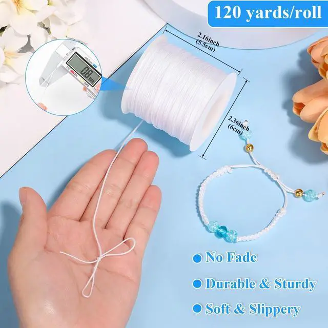 Alt view image 5 of 7 - White Nylon String for Bracelets, 0.8mm Nylon Thread Braided Nylon Cord Wind Chime Outdoor Twine String for Beading, Necklaces, Blinds, DIY Craft, Jewelry Making
