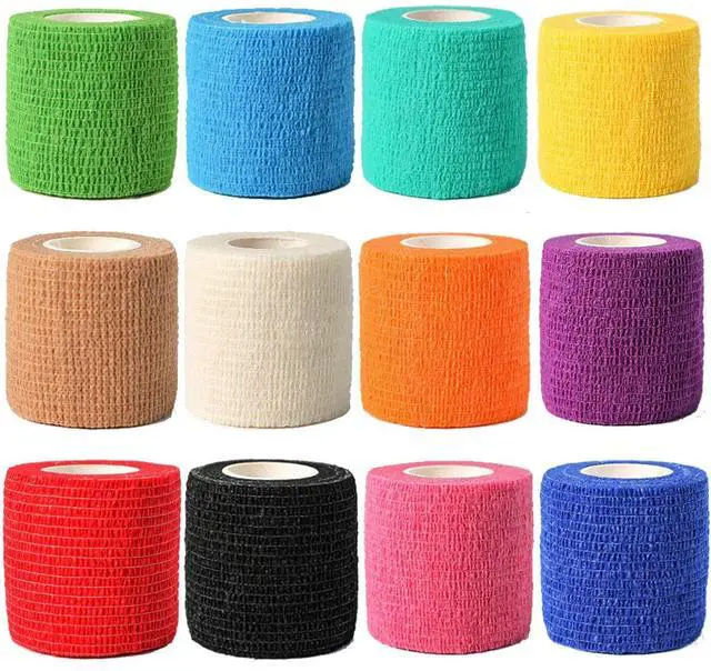 Main image of Elastic Bandages (12-Pack) 2 x 5 Yards | Self Adhesive Bandage Wrap, Kuvvfe Athletic Elastic Cohesive Bandage for Sports Injury,Strain,Knee & Wrist,Ankle Sprains
