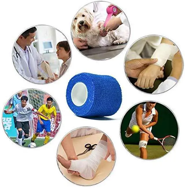 Alt view image 2 of 7 - Elastic Bandages (12-Pack) 2 x 5 Yards | Self Adhesive Bandage Wrap, Kuvvfe Athletic Elastic Cohesive Bandage for Sports Injury,Strain,Knee & Wrist,Ankle Sprains