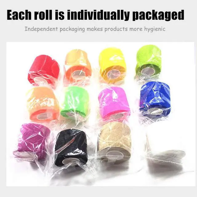 Alt view image 6 of 7 - Elastic Bandages (12-Pack) 2 x 5 Yards | Self Adhesive Bandage Wrap, Kuvvfe Athletic Elastic Cohesive Bandage for Sports Injury,Strain,Knee & Wrist,Ankle Sprains