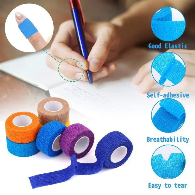 Alt view image 6 of 7 - 24 Pack Self Adherent Cohesive Wrap Bandages 1 Inches X 5 Yards, First Aid Tape, Elastic Self Adhesive Tape, Athletic, Sports wrap Tape, Bandage Wrap for Sports, Wrist, Ankle (Rainbow Color)