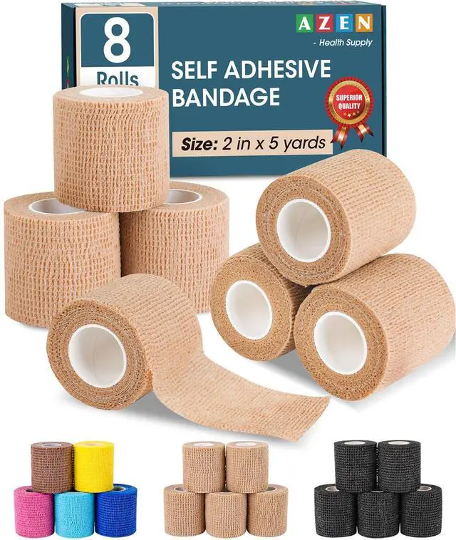 Main image of 8 Pack Self Adhesive Bandage Wrap, Elastic Cohesive Bandage Wrap, Skin Color Athletic Tape, Vet Wrap, Ankle Tape