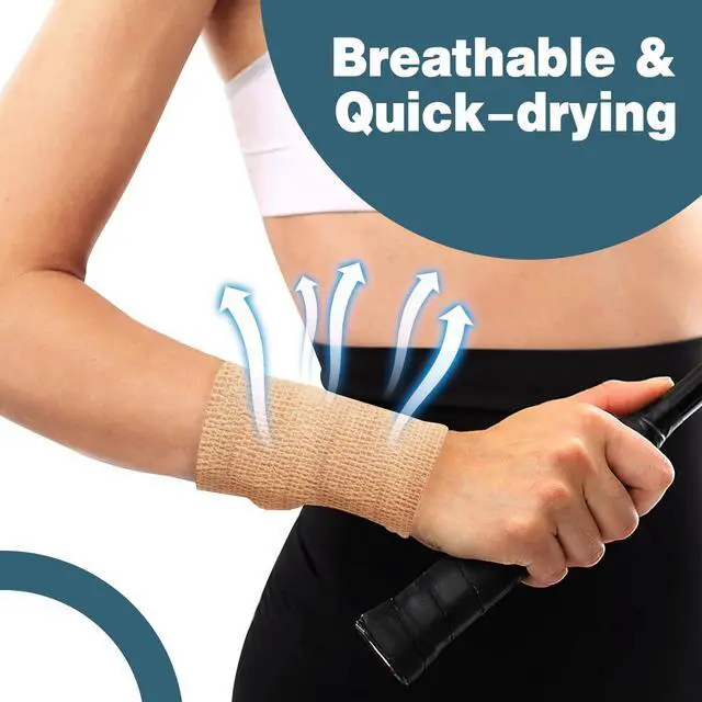 Alt view image 5 of 7 - 8 Pack Self Adhesive Bandage Wrap, Elastic Cohesive Bandage Wrap, Skin Color Athletic Tape, Vet Wrap, Ankle Tape