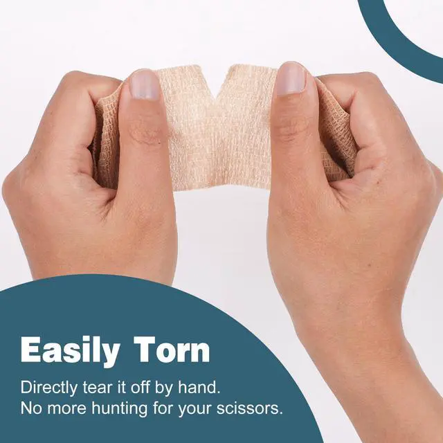 Alt view image 6 of 7 - 8 Pack Self Adhesive Bandage Wrap, Elastic Cohesive Bandage Wrap, Skin Color Athletic Tape, Vet Wrap, Ankle Tape