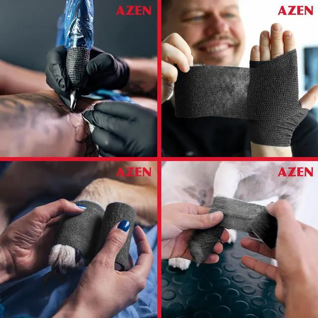 Alt view image 7 of 7 - 16 Pack Self Adhesive Bandage Wrap Black, 2" X 5 Yards Black Athletic Tape, Vet Wrap, Tattoo Grip Tape WrapAnkle Tape, Cohesive Bandage Wrap