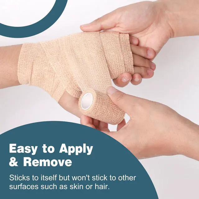 Alt view image 4 of 7 - 8 Pack Self Adhesive Bandage Wrap, Elastic Cohesive Bandage Wrap, Skin Color Athletic Tape, Vet Wrap, Ankle Tape