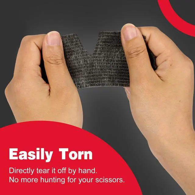 Alt view image 6 of 7 - 16 Pack Self Adhesive Bandage Wrap Black, 2" X 5 Yards Black Athletic Tape, Vet Wrap, Tattoo Grip Tape WrapAnkle Tape, Cohesive Bandage Wrap