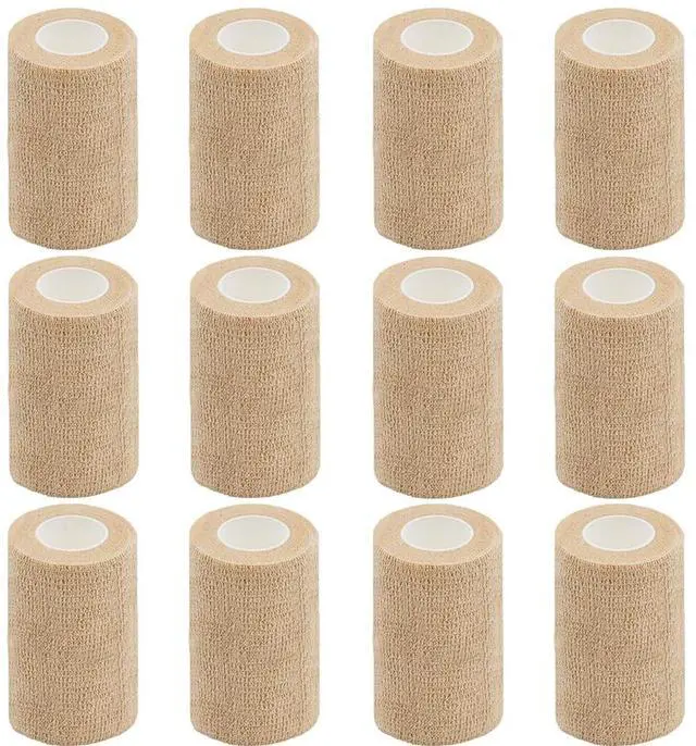 Main image of 12 Pack Self Adhesive Bandage Wrap,3" X 5 Yards Beige Elastic Cohesive Bandage for Sports,Wrist,Ankle,Vet Wrap,Grip Tape