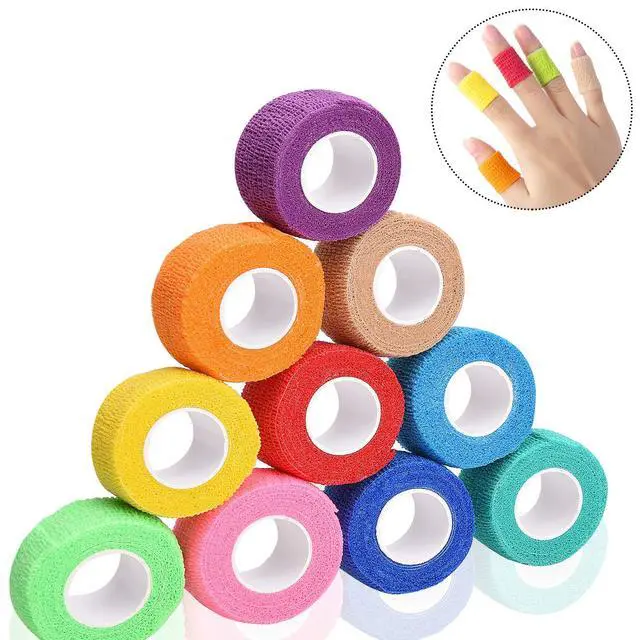 Alt view image 7 of 7 - 12 Colors Non-wonven Self Adhesive Bandage Wrap for Finger Guard Nail Protector, 2.5cm x 4.5m / 1" x 5yd Waterproof Cohesive Elastic Tape Sports Fixing Band Stretch Wrap