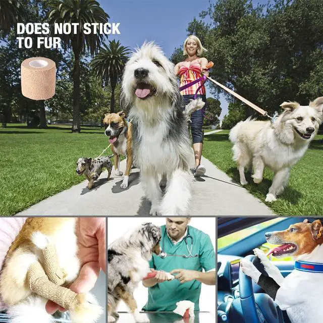 Alt view image 3 of 6 - Self Adhesive Bandage Wrap, Self Adhering Bandage, Vet Wrap for Dogs, Self Adherent Cohesive Wrap Bandages for Sports, Athletic, First Aid, Wrist, Ankle, Tape, 4 Pack, 2 inch