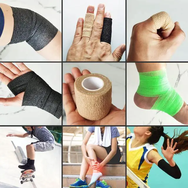 Alt view image 5 of 6 - Self Adhesive Bandage Wrap, Self Adhering Bandage, Vet Wrap for Dogs, Self Adherent Cohesive Wrap Bandages for Sports, Athletic, First Aid, Wrist, Ankle, Tape, 4 Pack, 2 inch