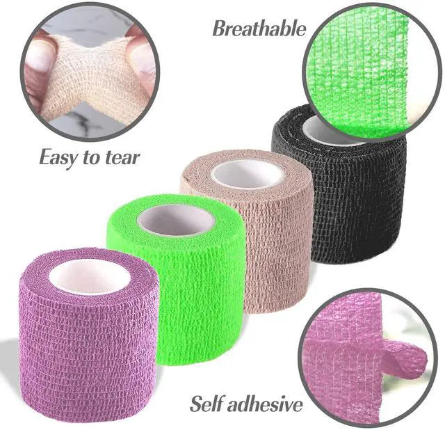 Alt view image 4 of 6 - Self Adhesive Bandage Wrap, Self Adhering Bandage, Vet Wrap for Dogs, Self Adherent Cohesive Wrap Bandages for Sports, Athletic, First Aid, Wrist, Ankle, Tape, 4 Pack, 2 inch