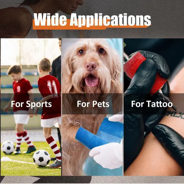 Alt view image 6 of 6 - Upgraded 9-Pack Self Adhesive Bandage Wrap 2 Inches × 5 Yards Elastic Cohesive Bandage Wrap, Self Sticking Vet Wrap, Stretch Sports Athletic Wrap Self-Adhering Adherent Wrist Tape (Multi Color)