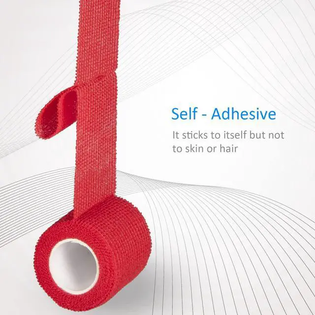 Alt view image 3 of 7 - 12Pcs 2x 5 Yards Self Adhesive Bandage Wrap Elastic Bandage Wrap Self Adherent Cohesive Wrap Bandages for Wrist Ankle Vet Tape for Dogs Athletic Swelling Sprains Tape Grip Cover (Red)
