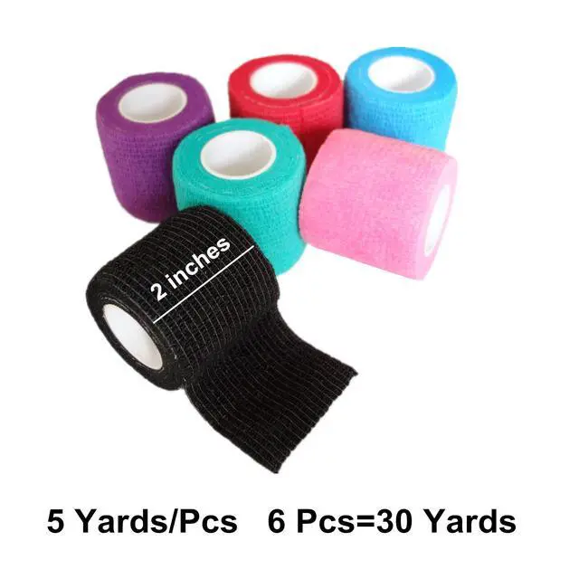 Alt view image 2 of 7 - 6 Pack 2 Inches Cohesive Bandage Self Adhesive Wrap Elastic Self Adherent Vet Wrap Breathable Self Stick Tape for Wrist, Ankle, Sports, Tatoo Wrap(5 Yards, Multi Colors)