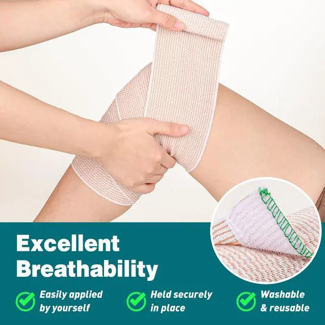 Alt view image 5 of 7 - Premium 6 Pack Elastic Bandage Wrap 4 Inch, Compression Wrap Bandage for Legs, Lymphedema Wraps for Legs, Ankle, Knee, Tummy, Body, Latex-Free